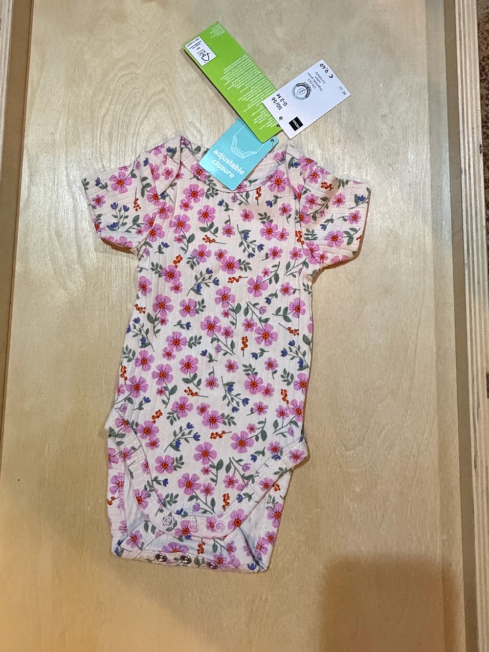 NWT HEMA Baby Floral Bamboo Cotton Bodysuit Newborn 50/56cm